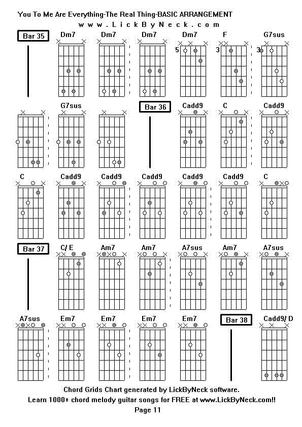 Chord Grids Chart of chord melody fingerstyle guitar song-You To Me Are Everything-The Real Thing-BASIC ARRANGEMENT,generated by LickByNeck software.